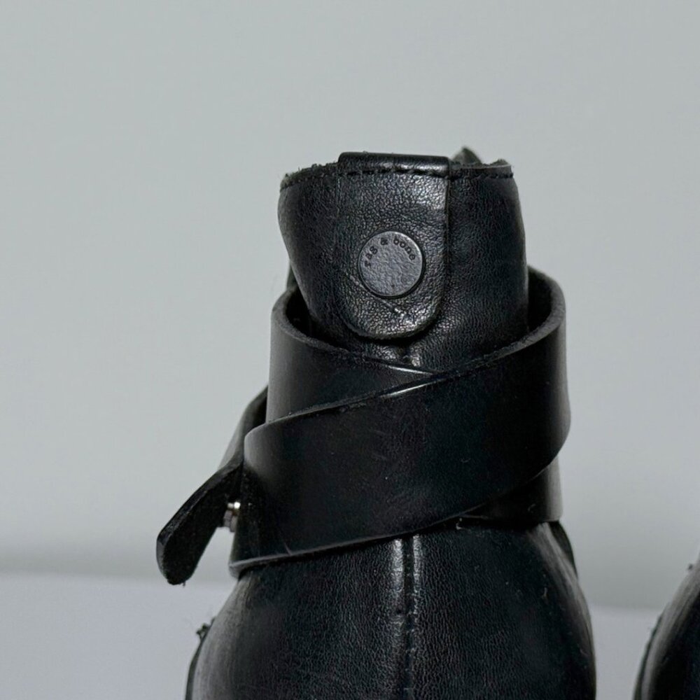 Rag and Bone Harrow Black Leather Ankle Boots Size 39.5 9.5 Heels Quiet Luxury - Picture 2 of 9